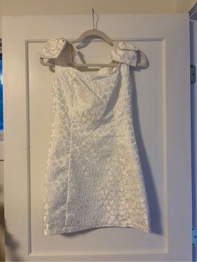 White Mini Dress with Heart Pattern